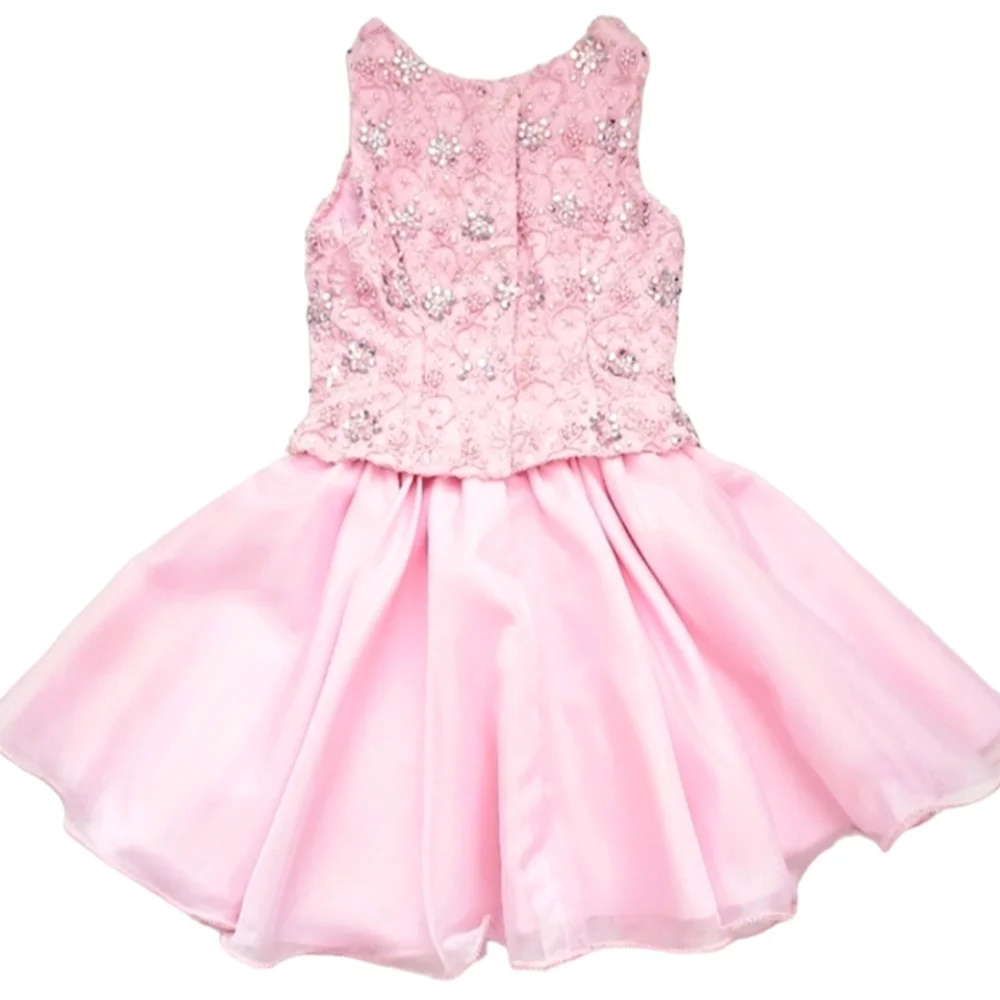 Custom Pink Chiffon Embroidered Rhinestone/Beaded Party/Pageant  2pc Dress